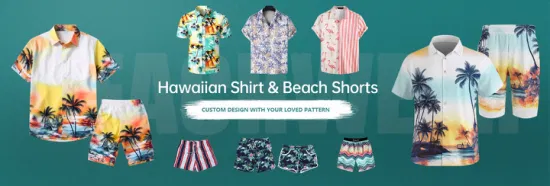2023년 여름 뜨거운 판매 관례는 낮은 MOQ 안락한 여름 해변 하와이안 셔츠를 인쇄했습니다